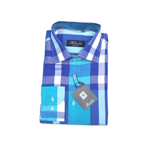 chemise-homme-longue-manche-rayé de bleu-blanc-prix-cameroun chemise